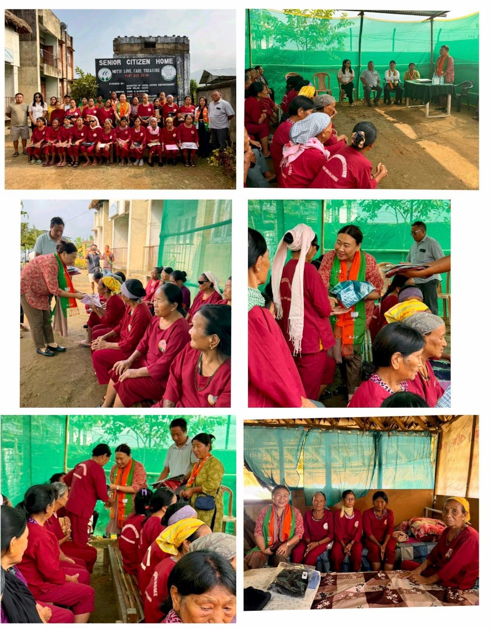 Rajya Sabha MP S Phangnon Konyak during her visit to the Senior Citizens Home and KBBB De-addiction Centre in Mon as part of the ongoing Seva Sankalp Abhiyan.